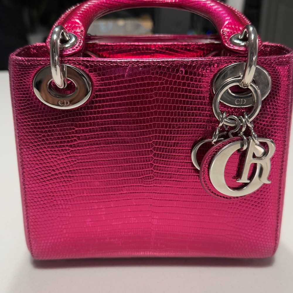 Mini Lady Dior Python Skin -Pink - image 2